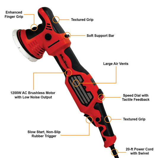 MaxShine MB21 Pro | Professional 1200W Brushless 21mm Long-Throw DA Polisher